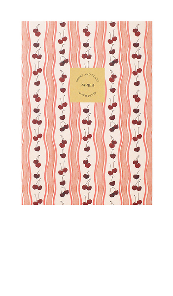  Papier Carnet à Couverture Souple Ligné Motif Vagues Cerises Cherry Wave Soft Cover Lined Notebook En Coral. 