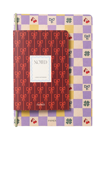  Papier Lot De 2 Carnets à Couverture Souple Checkerboard & Bows Checkerboard & Bows Softcover Notebook Set Of 2 En Purple. 