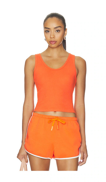  Perfectwhitetee Débardeur Côtelé Structuré, Compatible Avec Un Soutien-gorge Intégré Blondie En Orange. Taille L. Also En M, S, Xs. 