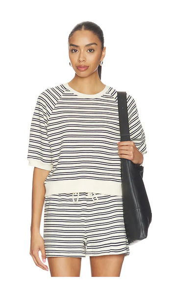  Perfectwhitetee Sweat-shirt à Manches Bulle En Molleton En Cream,navy. Taille L. Also En M, S, Xl, Xs. 