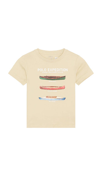  Polo Ralph Lauren Kids Short Sleeve Jersey Knit Boat Graphic T-shirt En Cream. Taille 2. Also En 3, 4, 5, 6. 