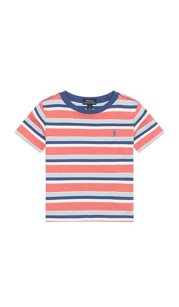  Polo Ralph Lauren Kids Short Sleeve Jersey Knit Striped Crewneck T-shirt En Multi. Taille 2. Also En 3, 4, 5, 6. 