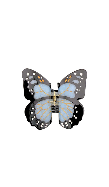  Solar Eclipse Barrette à Cheveux Papillon Monarque Peinte à La Main Hand-painted Monarch Butterfly Claw Hair Clip En Baby Blue. 
