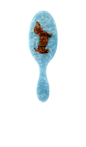  Solar Eclipse Brosse à Cheveux Dachshund Dog Hair Brush En Ivory. 
