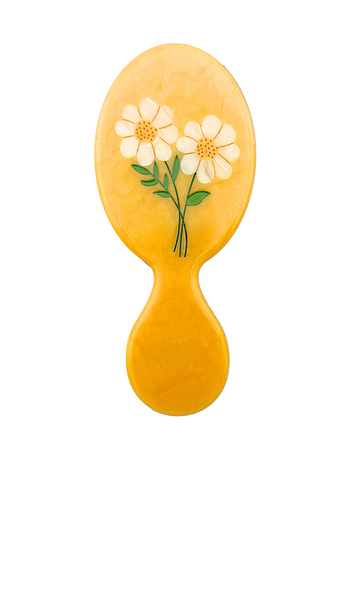  Solar Eclipse Brosse à Cheveux Hero Avec Marguerite Vintage Peinte à La Main Hand-painted Vintage Daisy Handbag Hero Brush En Yellow. 