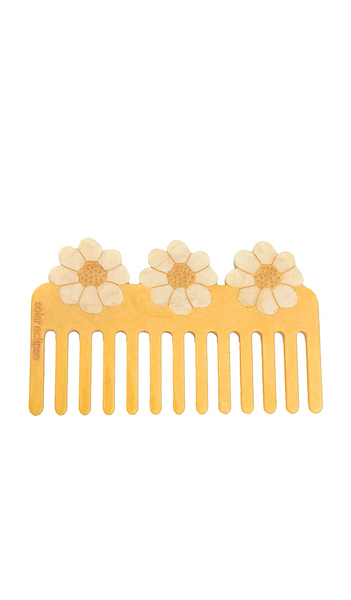  Solar Eclipse Peigne Démêlant Vintage à Dents Larges, Peint à La Main, Motif Marguerite Hand-painted Vintage Daisy Detangling Wide Tooth Hair Comb En 