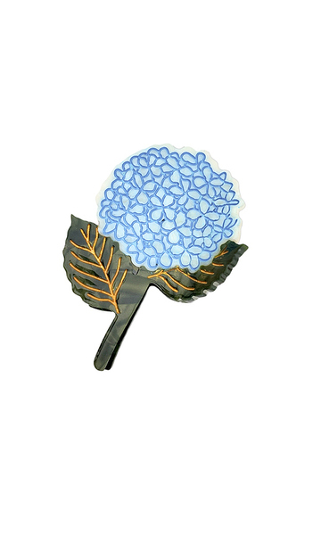  Solar Eclipse Pince à Cheveux Hortensia Peinte à La Main Hand-painted Hydrangea Claw Hair Clip En Baby Blue. 