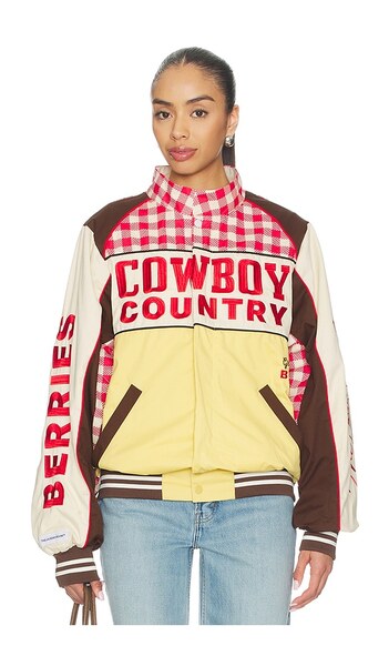  The Laundry Room Blouson Racing Cowboy Country Grown Wild Berries En Cream,red. Taille L. Also En S. 