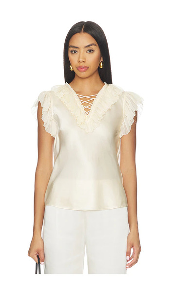  Ulla Johnson Ilyana Sleeveless Silk Top With Lace Up En Ivory. Taille 0. Also En 00, 12, 2, 4, 6, 8. 