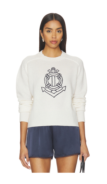  White & Warren Pull En Cachemire Ultra-léger Brodé à Motif Marin En White. Taille L. Also En M, S, Xs. 