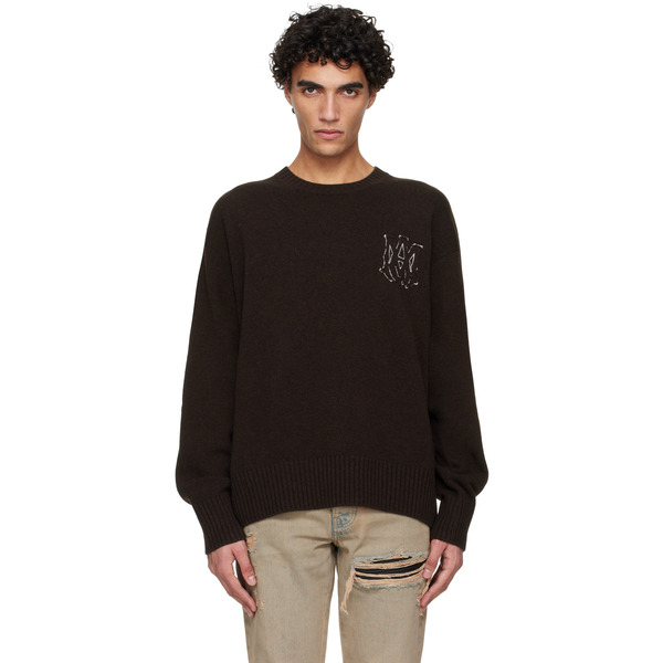  Amiri Pull Brun à Monogramme 
