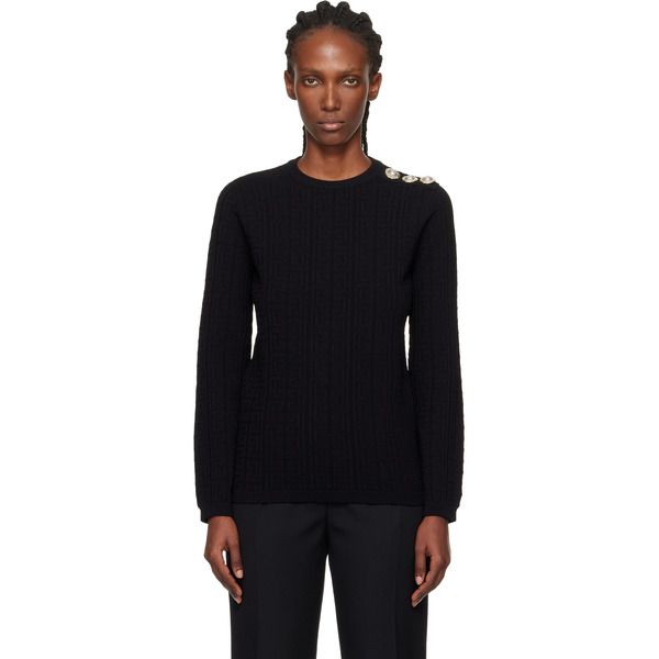  Balmain Pull Noir à Monogrammes 