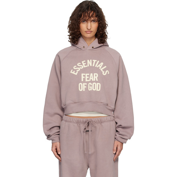  Fear Of God Essentials Pull à Capuche écourté 90s Mauve à Logo De Style Collégial Et à Manches Raglan 