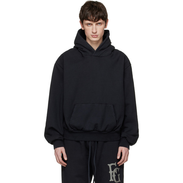  Fear Of God Pull à Capuche Noir à Effet Décoloré Au Soleil, à Poche Kangourou Et à Emmanchures Basses 