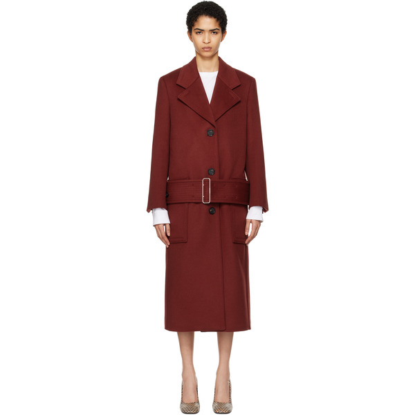  Ferragamo Manteau Long Rouge En Laine 