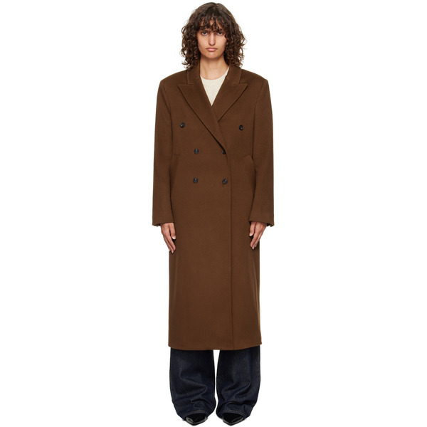 Loulou De Saison Manteau Long Rosco Brun à Double Boutonnage 