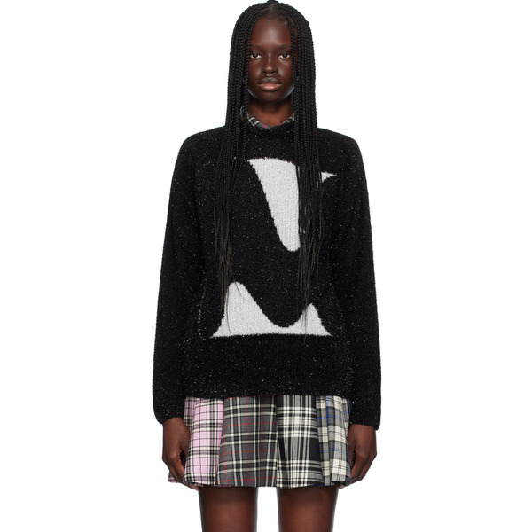  Msgm Pull Noir à Logo Themwave 