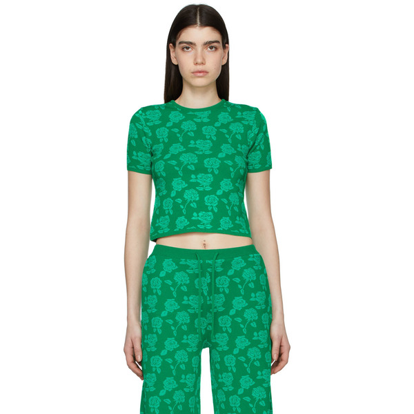  Pushbutton T-shirt Vert En Polyester 