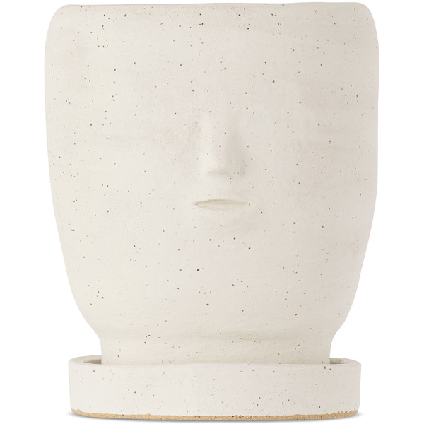  Rami Kim Studio Ensemble De Jardinière Et Soucoupe Blanches à Ornement En Forme De Visage 