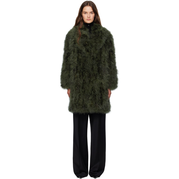  Yves Salomon Manteau Long Vert En Plumes 