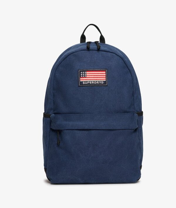  Superdry Femme Coton Insigne De Logo Workwear Montana Sac à Dos En Toile, Bleu Marine & Rouge   Taille: 45x29x13cm 