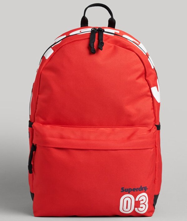  Superdry Femme Impression De Logo Vintage Terrain Montana Sac à Dos, Rouge & Blanc   Taille: 45x30x13.5cm 